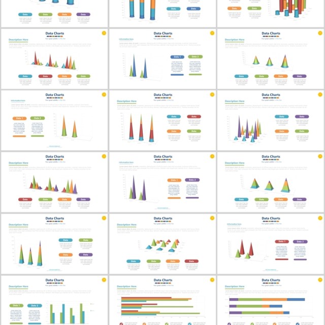 饼图百分比图表PPT信息图形素材Charts Powerpoint Presentation-