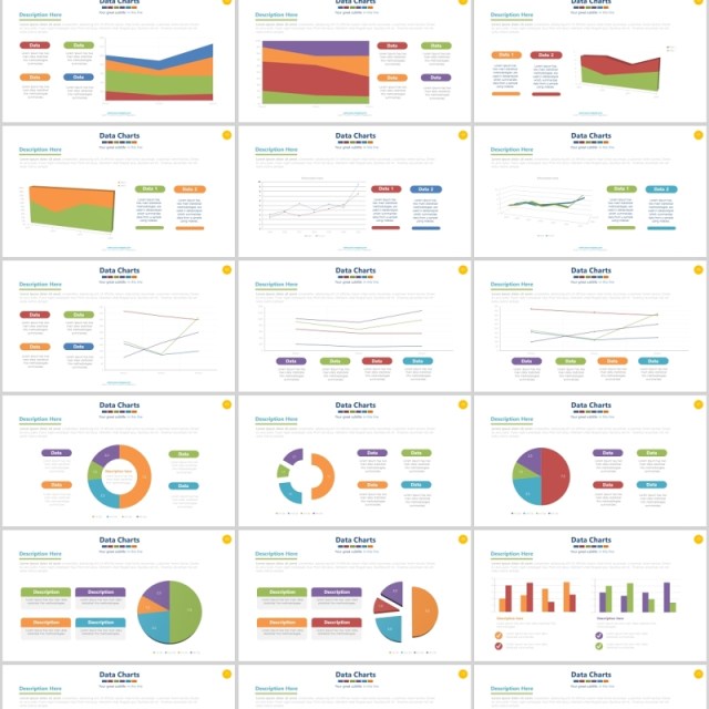 饼图百分比图表PPT信息图形素材Charts Powerpoint Presentation-