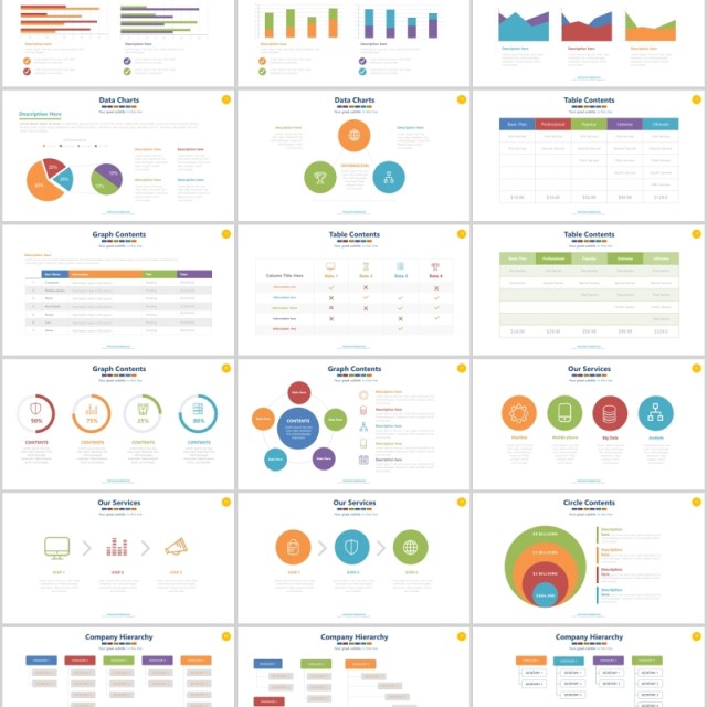 饼图百分比图表PPT信息图形素材Charts Powerpoint Presentation-