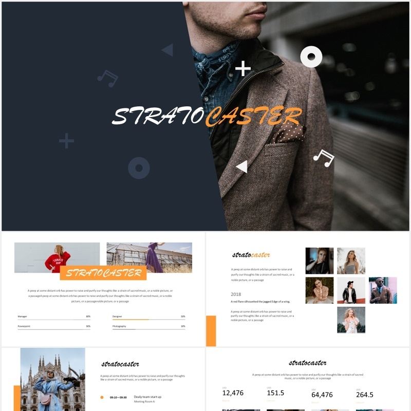 简约国外图片排版信息图表PPT模板Stratocaster Powerpoint Template