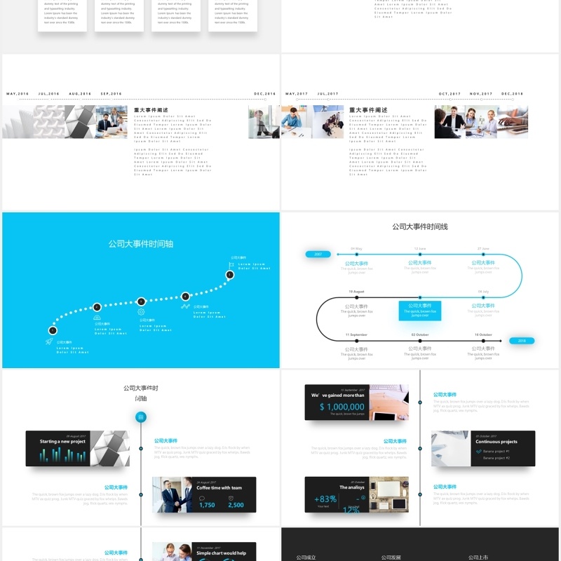 简约企业公司大事件时间轴PPT模板