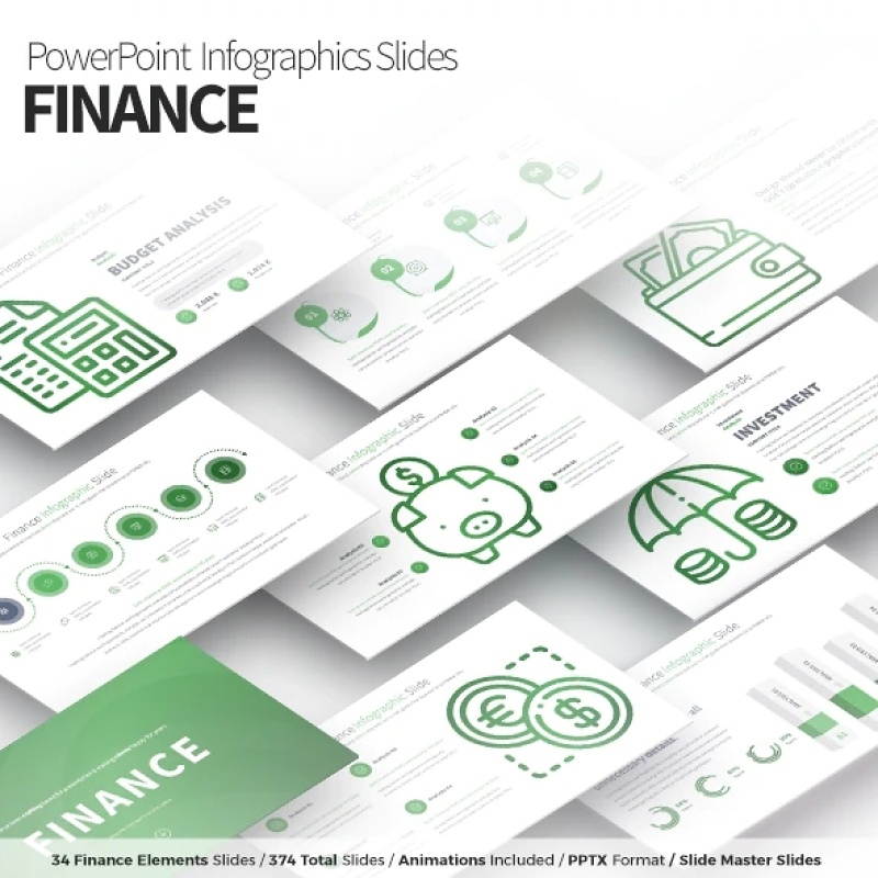 11套色系金融理财财务PPT信息图表幻灯片Finance - PowerPoint Infographics Slides