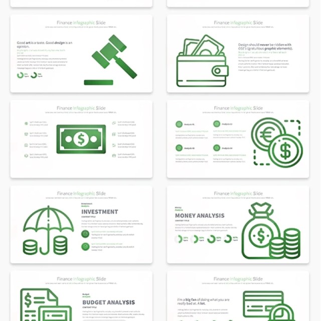 11套色系金融理财财务PPT信息图表幻灯片Finance - PowerPoint Infographics Slides