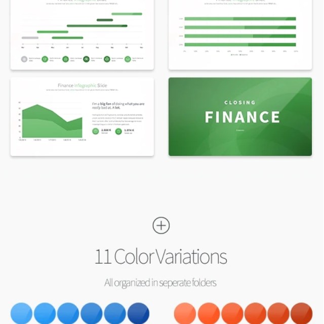 11套色系金融理财财务PPT信息图表幻灯片Finance - PowerPoint Infographics Slides