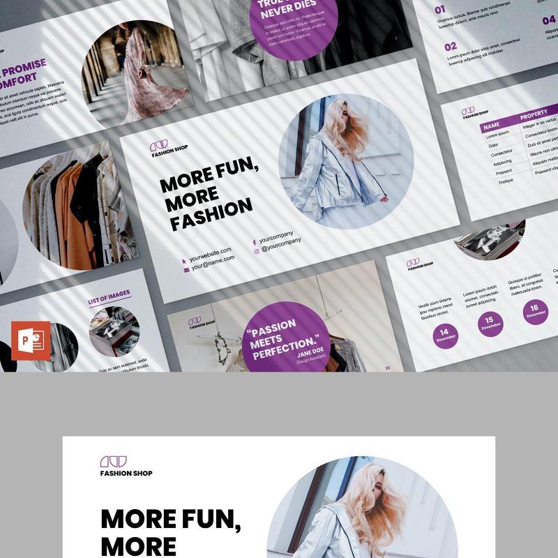 时尚购物店商业分析报告PPT模板不含照片Fashion Shop PowerPoint Presentation Template