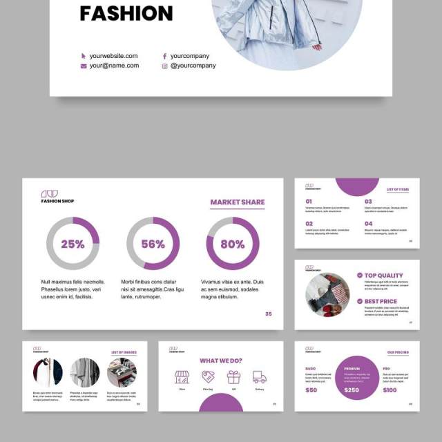 时尚购物店商业分析报告PPT模板不含照片Fashion Shop PowerPoint Presentation Template