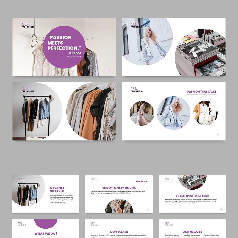 时尚购物店商业分析报告PPT模板不含照片Fashion Shop PowerPoint Presentation Template