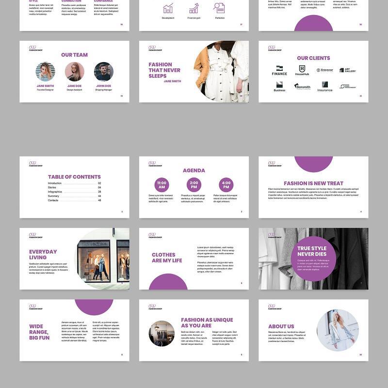 时尚购物店商业分析报告PPT模板不含照片Fashion Shop PowerPoint Presentation Template