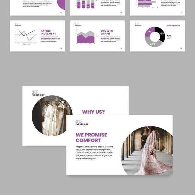 时尚购物店商业分析报告PPT模板不含照片Fashion Shop PowerPoint Presentation Template