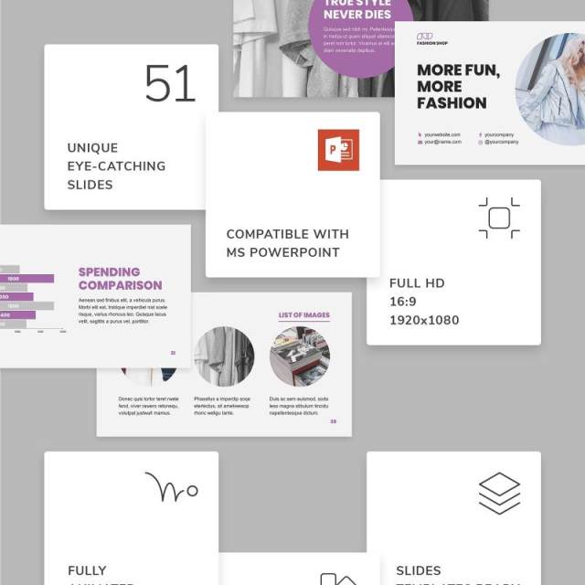 时尚购物店商业分析报告PPT模板不含照片Fashion Shop PowerPoint Presentation Template