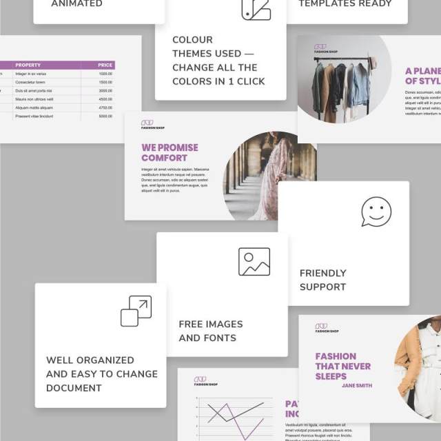 时尚购物店商业分析报告PPT模板不含照片Fashion Shop PowerPoint Presentation Template