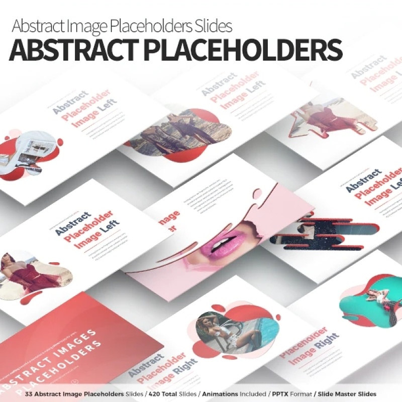 12套色系抽象图像图片占位符PPT排版幻灯片演示Abstracts-PowerPoint Infographics Slides