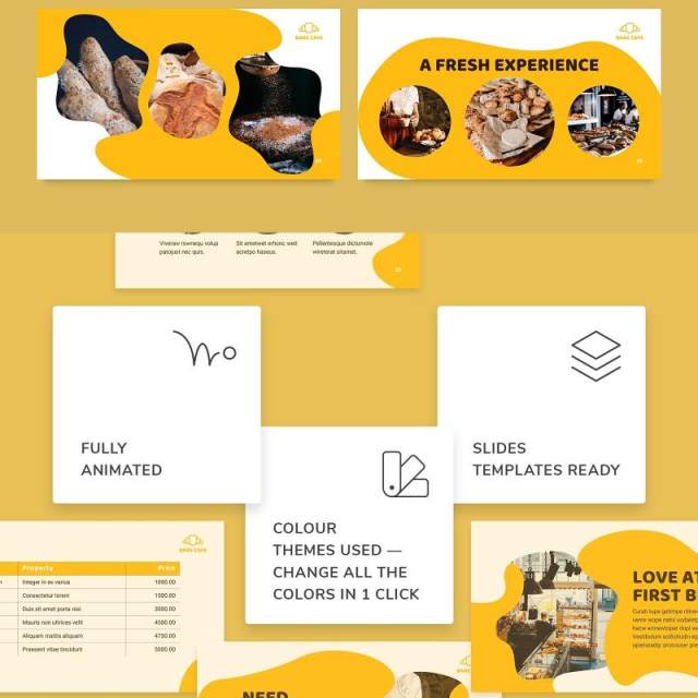 黄色烘焙咖啡厅面包店商业宣传介绍PPT模板不含照片Bakery Cafe PowerPoint Presentation Template 黄色烘焙咖啡厅面包店商业宣传介绍PPT模板不含照片Bakery Cafe PowerPoint Presentation Template