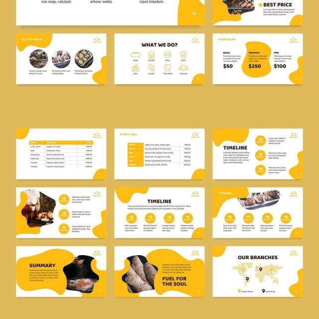 黄色烘焙咖啡厅面包店商业宣传介绍PPT模板不含照片Bakery Cafe PowerPoint Presentation Template 黄色烘焙咖啡厅面包店商业宣传介绍PPT模板不含照片Bakery Cafe PowerPoint Presentation Template