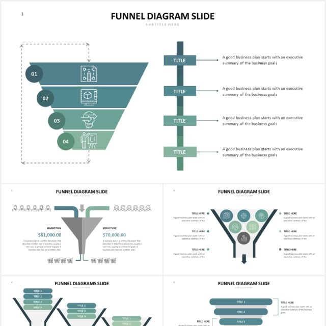 销售漏斗图数据分析PPT图表素材Funnel Slides V3 Powerpoint Template