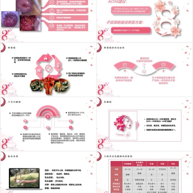 粉色简约女性妇科常见疾病预防和保健知识讲座PPT模板