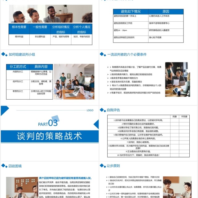 蓝色商务公司采购降价谈判技巧学习PPT模板