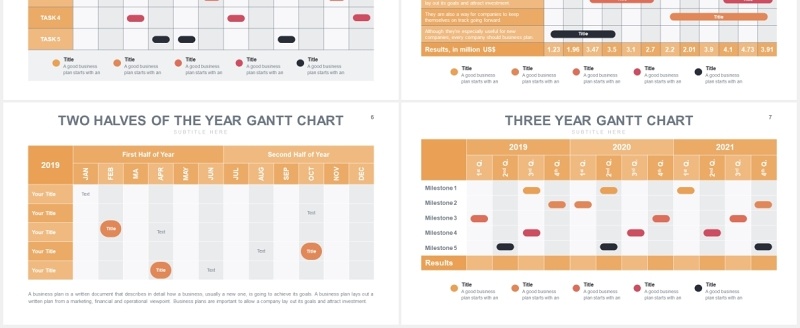 项目进度甘特图表格PPT信息图表素材Gantt Slides V2 Powerpoint Template