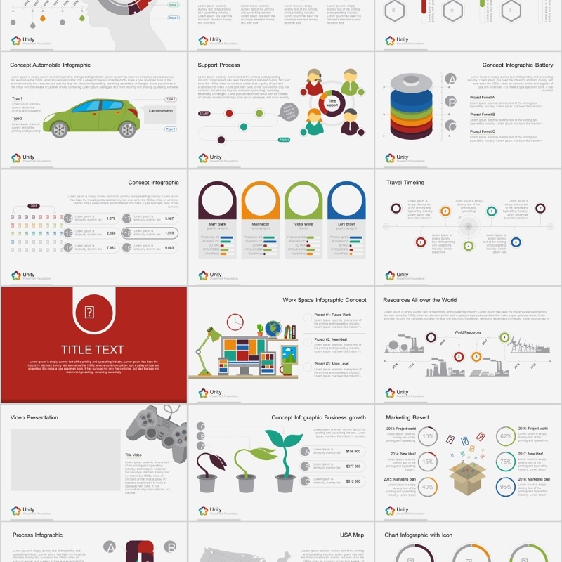 统一多用途PPT信息图表模板可视化元素素材unity multipurpose template