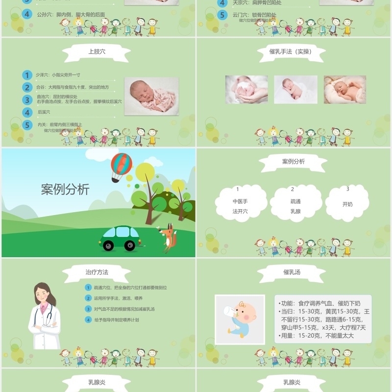 绿色高级催乳师培训课程母婴护理PPT模板