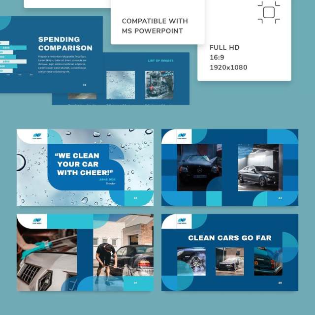 洗车售后商业服务PPT版式模板Car Wash PowerPoint Presentation Template