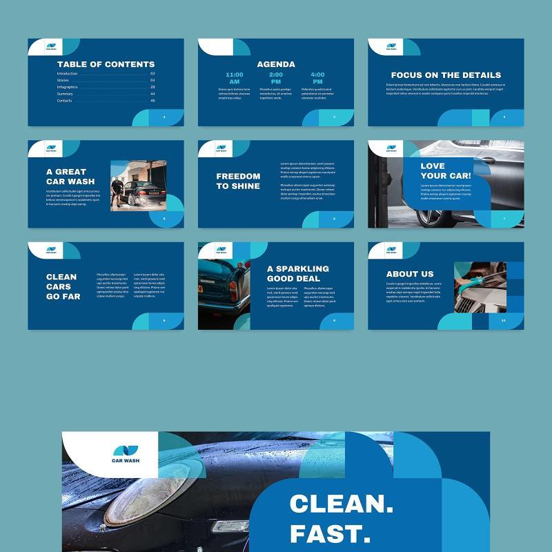 洗车售后商业服务PPT版式模板Car Wash PowerPoint Presentation Template