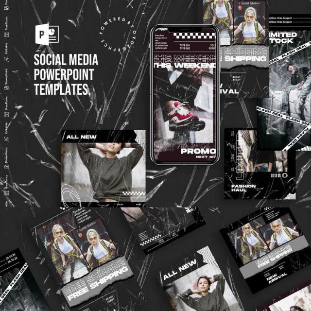 手机移动端竖版社交媒体杂志PPT版式模板不含照片Social Media PowerPoint Template 手机移动端竖版社交媒体杂志PPT版式模板不含照片Social Media PowerPoint Template