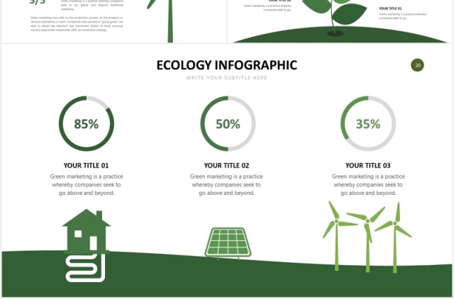 绿色环保生态树叶PPT信息图表素材Ecology Slides Powerpoint Template