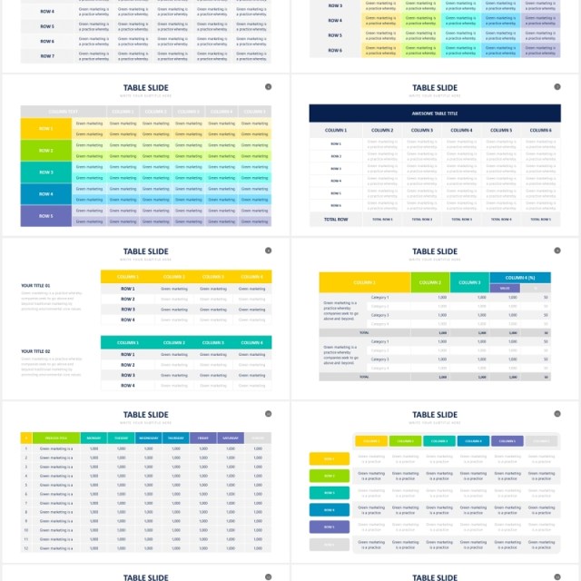 好看实用的创意表格表单信息图表PPT素材Table Powerpoint Slides