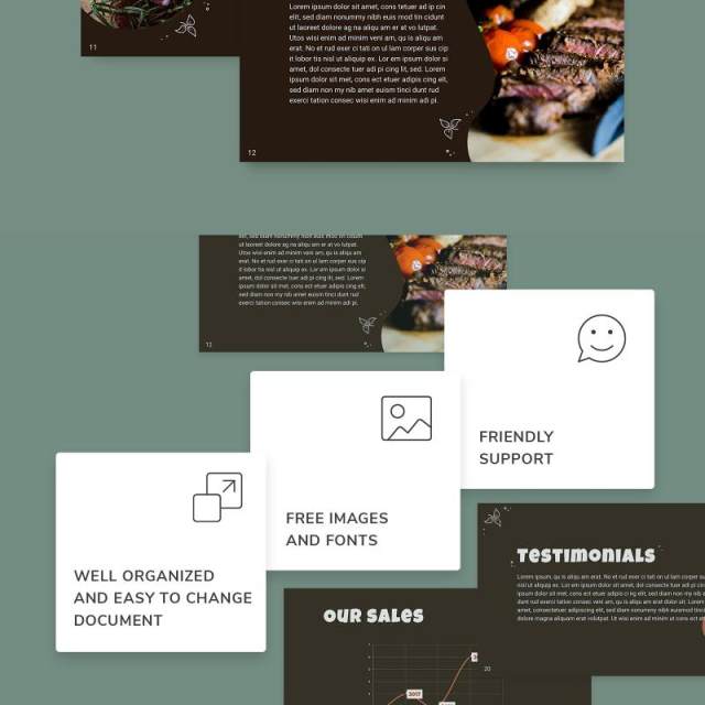 牛排美食餐厅PPT模板不含照片Steak House PowerPoint Presentation Template