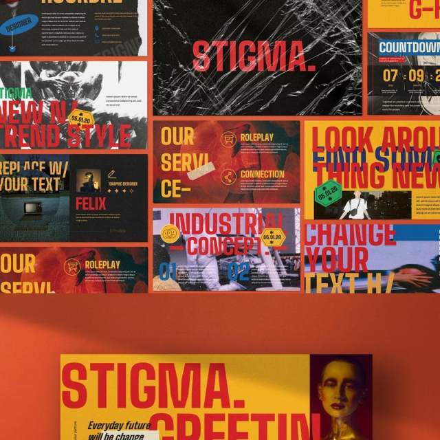 创意创新广告商业公司报告PPT模板不含照片STIGMA Creative Agency Powerpoint Corporate