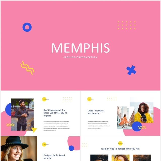 孟菲斯时尚创意PPT模板memphis creative powerpoint template