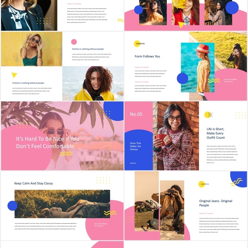 孟菲斯时尚创意PPT模板memphis creative powerpoint template