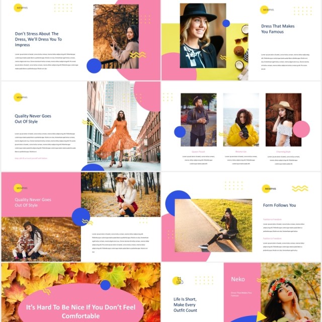 孟菲斯时尚创意PPT模板memphis creative powerpoint template