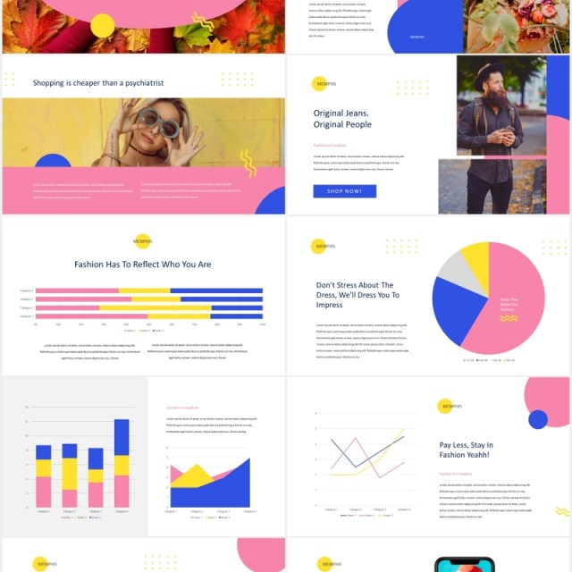 孟菲斯时尚创意PPT模板memphis creative powerpoint template