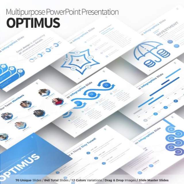 12套色系多用途PPT信息图表幻灯片Optimus - Multipurpose PowerPoint Presentation