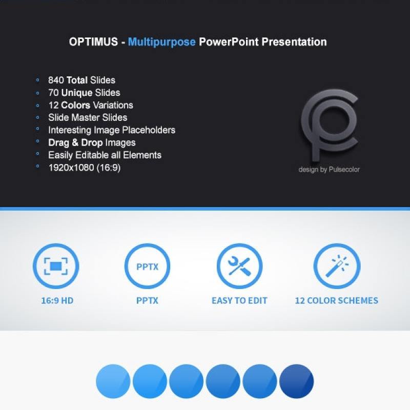 12套色系多用途PPT信息图表幻灯片Optimus - Multipurpose PowerPoint Presentation 12套色系多用途PPT信息图表幻灯片Optimus - Multipurpose PowerPoint Presentation