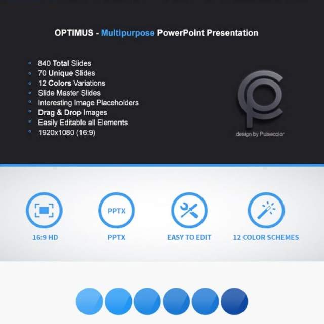 12套色系多用途PPT信息图表幻灯片Optimus - Multipurpose PowerPoint Presentation