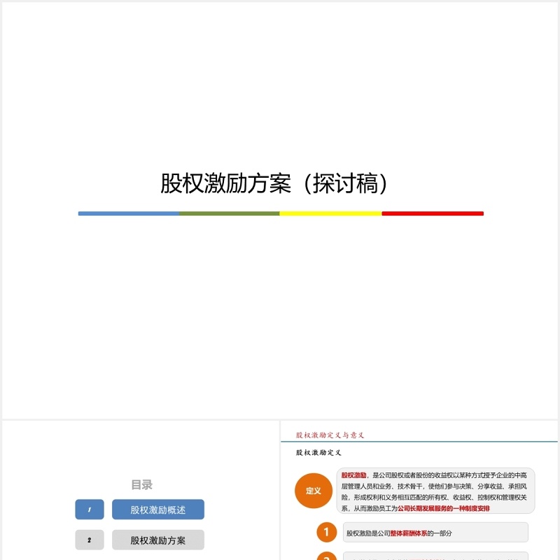 简约股权激励方案参考PPT模板