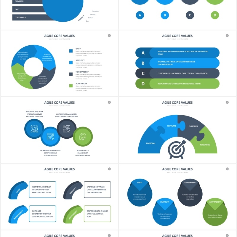 企业项目管理灵活高效PPT信息图表素材Agile Slides PowerPoint Template