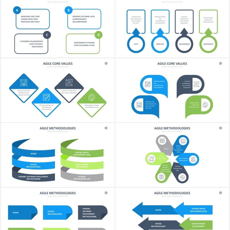 企业项目管理灵活高效PPT信息图表素材Agile Slides PowerPoint Template