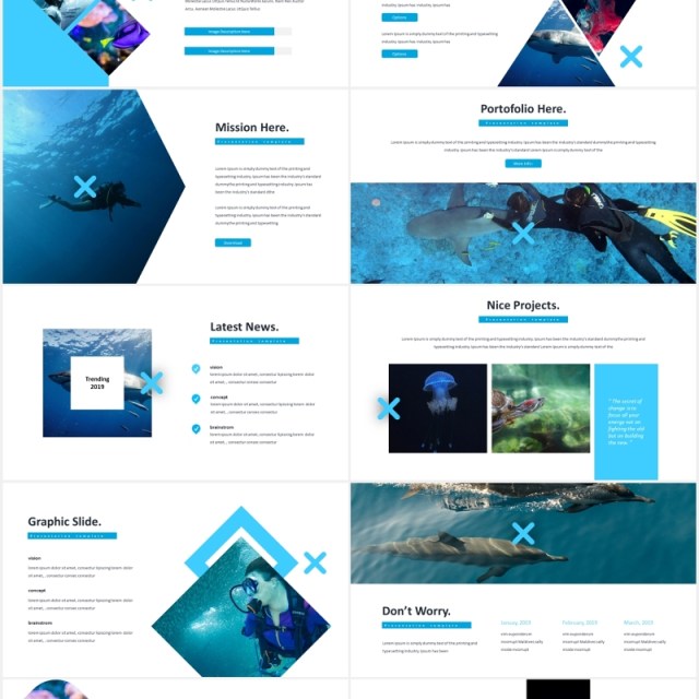 海底世界潜水项目计划报告国外PPT模板Coral - Powerpoint Template