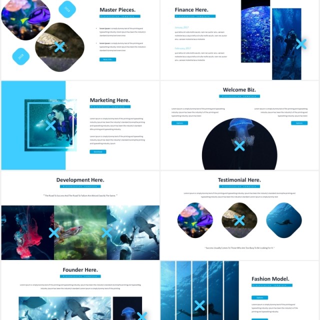 海底世界潜水项目计划报告国外PPT模板Coral - Powerpoint Template