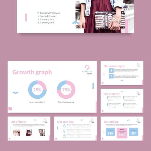 时尚品牌时装屋市场分析报告PPT模板不含照片Fashion House PowerPoint Presentation Template