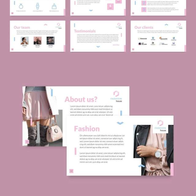 时尚品牌时装屋市场分析报告PPT模板不含照片Fashion House PowerPoint Presentation Template