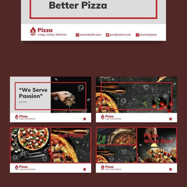 披萨餐厅餐饮美食商业报告PPT模板不含照片Pizza Restaurant PowerPoint Presentation Template