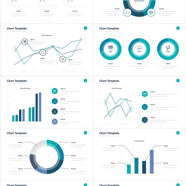 折线面积堆积图数据信息图表PPT素材Chart Slides Powerpoint Template