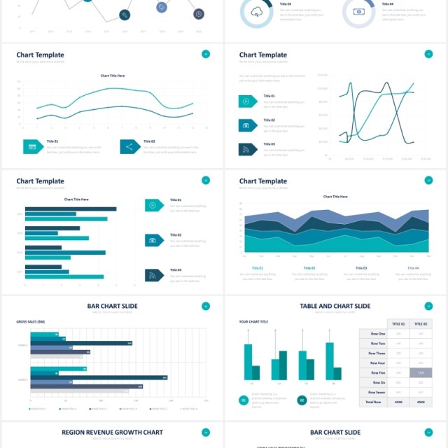 折线面积堆积图数据信息图表PPT素材Chart Slides Powerpoint Template