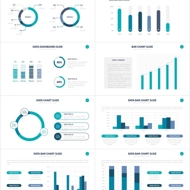 折线面积堆积图数据信息图表PPT素材Chart Slides Powerpoint Template