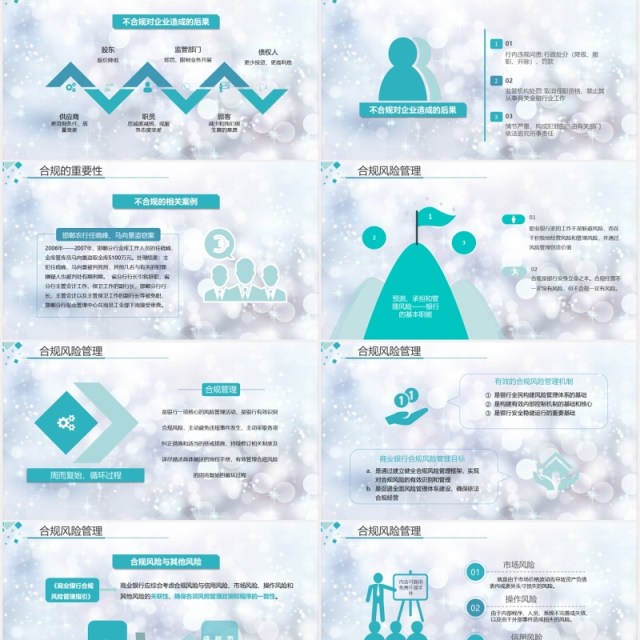 蓝绿色银行培训员工合规内控管理培训知识PPT模板